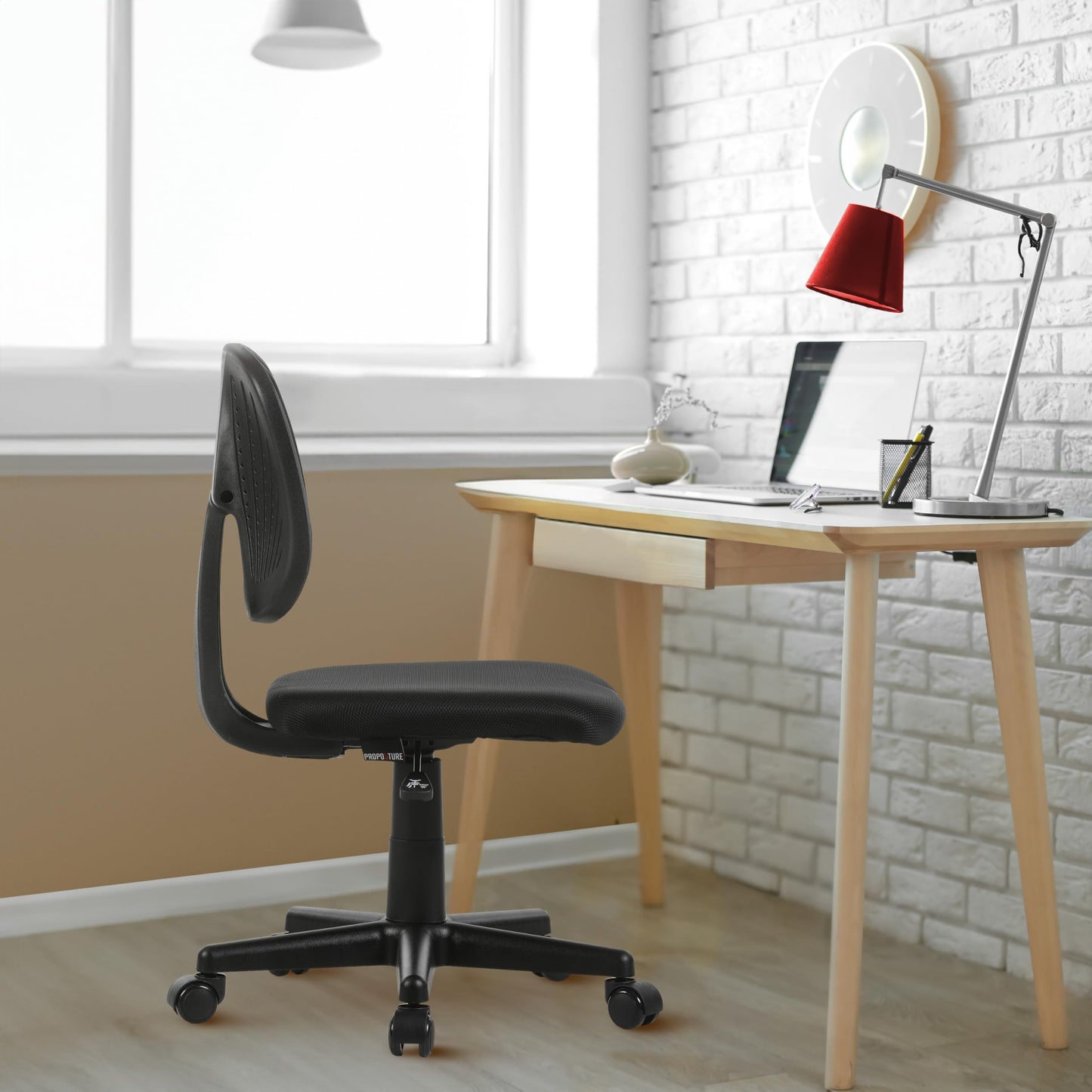 ALBA Armless Study Chair, Trendy Office Desk Chair, Breathable Mesh Computer Task Chair for Home Office with Lumbar Support Adjustable Height for Adults and Children, BIFMA Standard (Black)