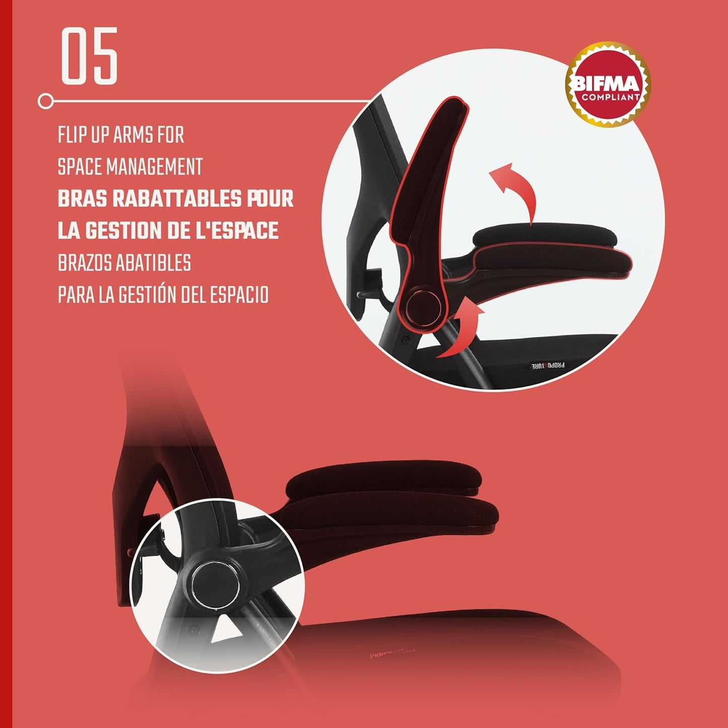 AYLA Office Chair, Ergonomic Desk Chair with Adjustable Lumbar Support and Flip-Up Arms, Breathable Mesh Computer Task Chair for Home Office and Gaming, BIFMA Certified for Quality