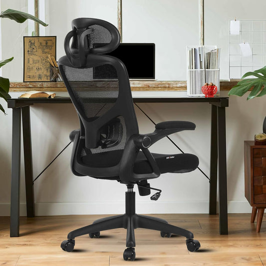 TILIA Office Chair with Headrest, Ergonomic Desk Chair, Adjustable Lumbar Support, Flip-Up Arms, Breathable Mesh Computer Chair for Home Office and Gaming, BIFMA Quality Certified (Black)