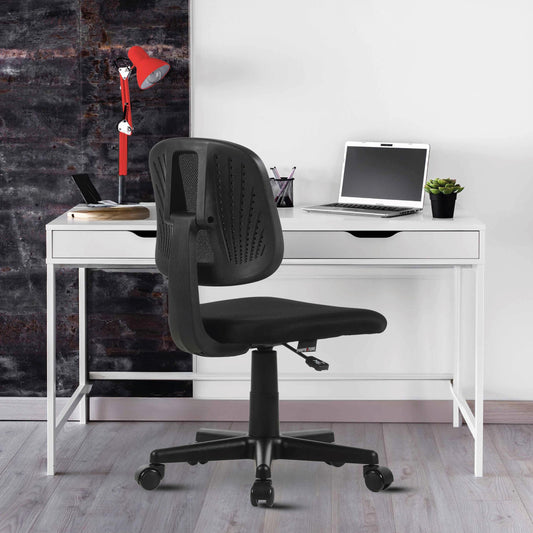 ALBA Armless Study Chair, Trendy Office Desk Chair, Breathable Mesh Computer Task Chair for Home Office with Lumbar Support Adjustable Height for Adults and Children, BIFMA Standard (Black)