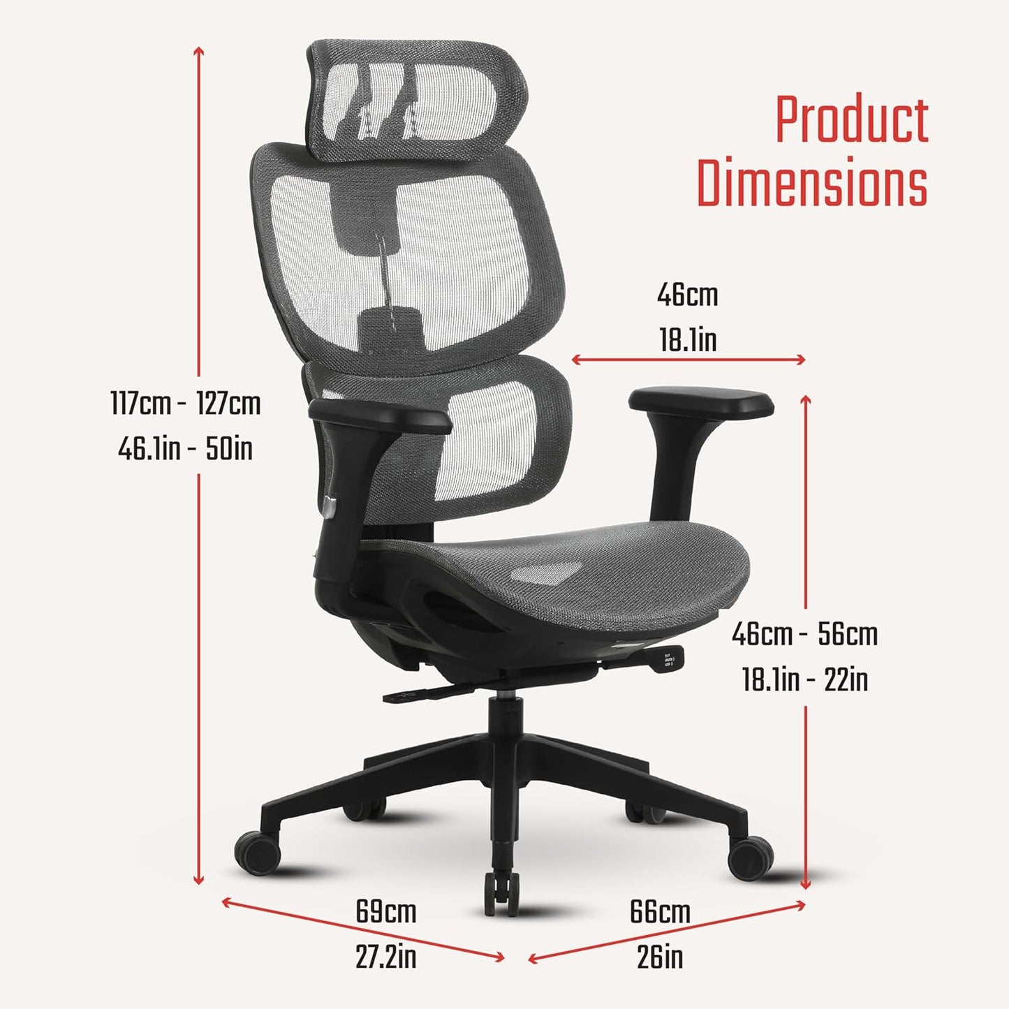 SILAS Ergonomic Office Chair with Headrest, Desk Chair, Lumbar Support, 3D Adjustable Arms, Breathable Mesh Computer Chair for home office and Gaming, BIFMA Quality Certified