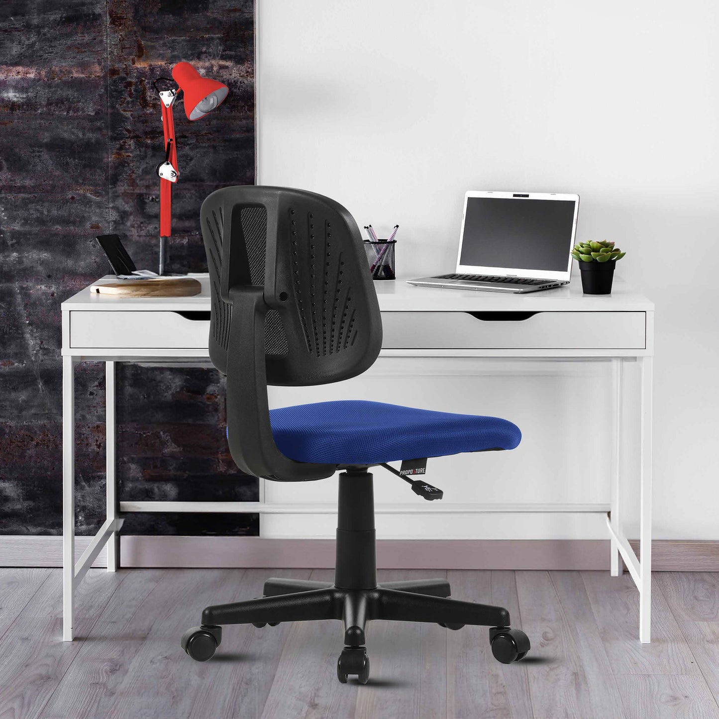 ALBA Armless Study Chair, Trendy Office Desk Chair, Breathable Mesh Computer Task Chair for Home Office with Lumbar Support Adjustable Height for Adults and Children, BIFMA Standard (Black)