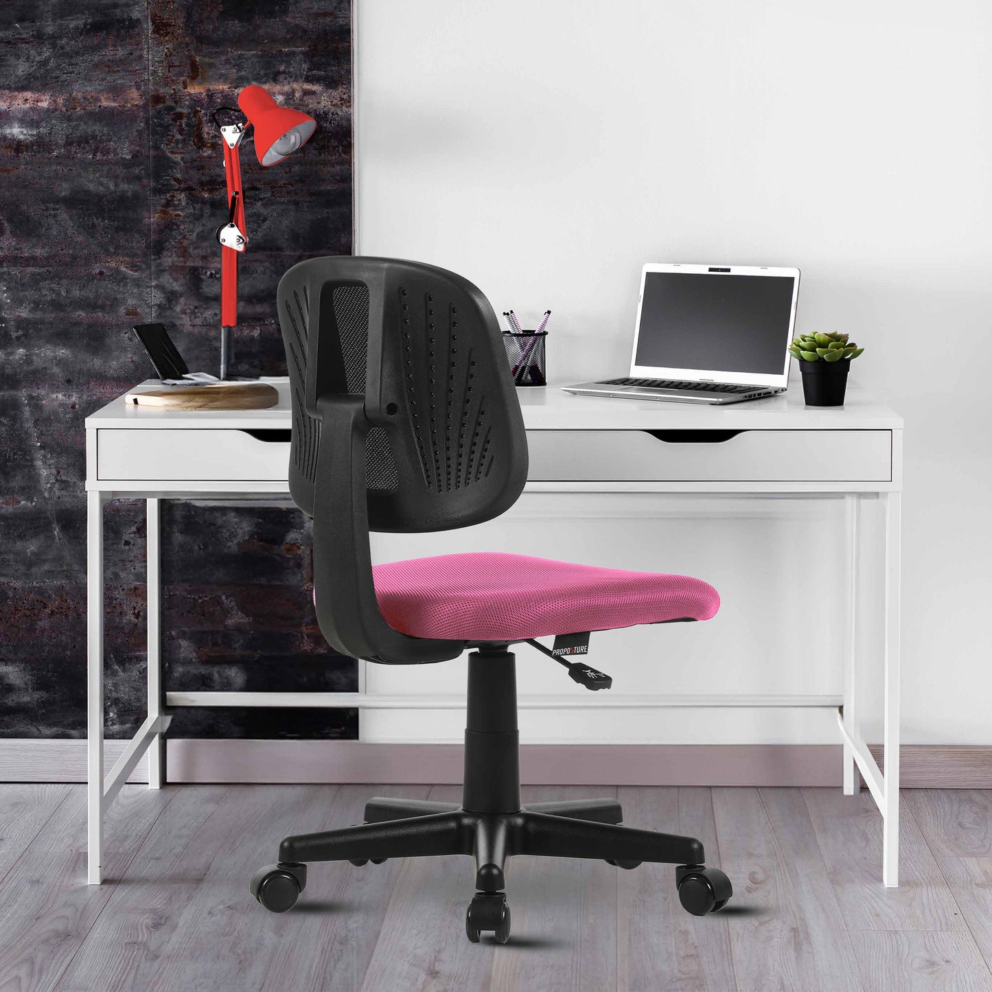 ALBA Armless Study Chair, Trendy Office Desk Chair, Breathable Mesh Computer Task Chair for Home Office with Lumbar Support Adjustable Height for Adults and Children, BIFMA Standard (Black)