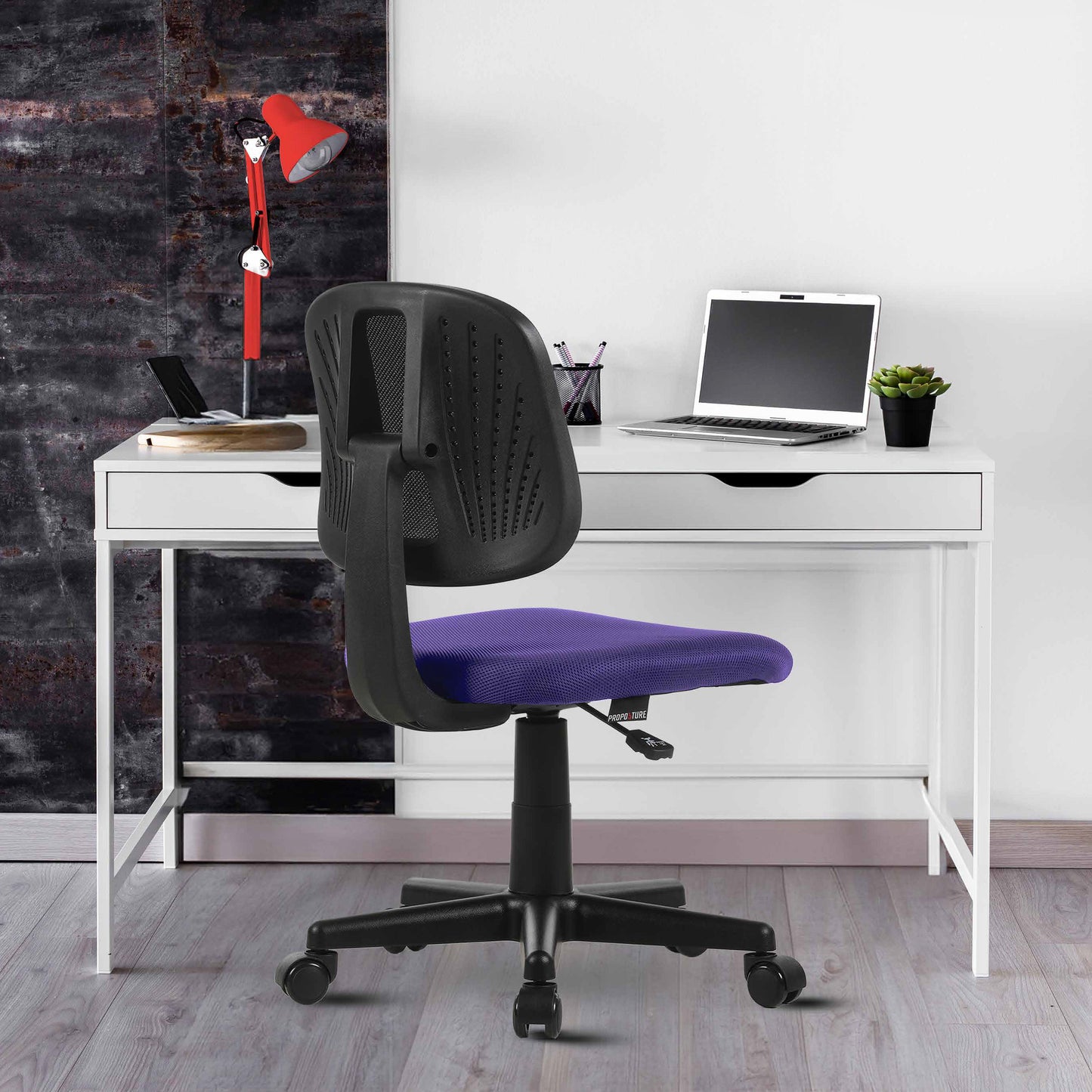 ALBA Armless Study Chair, Trendy Office Desk Chair, Breathable Mesh Computer Task Chair for Home Office with Lumbar Support Adjustable Height for Adults and Children, BIFMA Standard (Black)