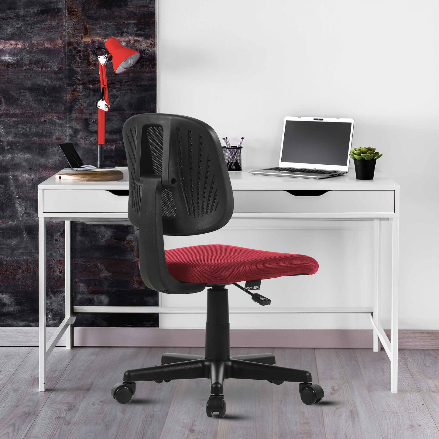 ALBA Armless Study Chair, Trendy Office Desk Chair, Breathable Mesh Computer Task Chair for Home Office with Lumbar Support Adjustable Height for Adults and Children, BIFMA Standard (Black)