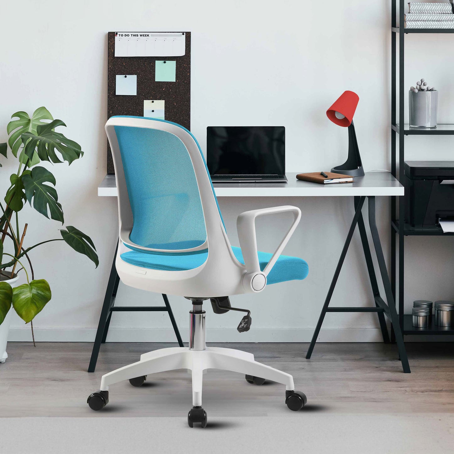 Alani Study Chair, Trendy White Ergonomic design Office Chair, Flip-Up Arms, Adjustable Height for Adults and Children, Breathable Mesh Computer Chair for Home Office and Gaming, BIFMA Standard