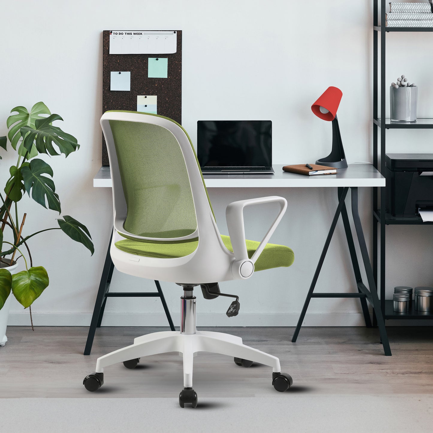 Alani Study Chair, Trendy White Ergonomic design Office Chair, Flip-Up Arms, Adjustable Height for Adults and Children, Breathable Mesh Computer Chair for Home Office and Gaming, BIFMA Standard